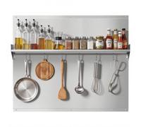 VEVOR Crédence de Cuisine en Inox, Plaque Anti Projection Murale 91x76 cm avec Étagère et Crochets, pour Cuisinière et Table de Cuisson, Fond de Hotte avec Trous Pré-percés, Résistant à la Chaleur