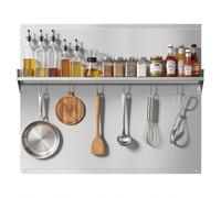 VEVOR Crédence de Cuisine en INOX, Plaque Anti Projection Murale 91x76 cm avec Étagère et Crochets, pour Cuisinière et Table de Cuisson, Fond de Hotte avec Trous Pré-percés, Résistant à la Chaleur