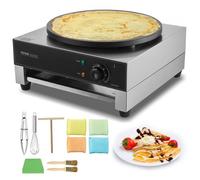 VEVOR Crêpière Électrique 40 cm, Appareil à Crêpes Commercial, Machine à Crêpes Antiadhésive, Plaque Chauffante à Crêpes Plate, 1700 W, en Acier Inoxydable, avec Contrôle de la Température, Restaurant