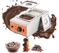 VEVOR Creuset à chocolat Fondoir électrique commercial 800 W, Creuset à chocolat en acier inoxydable, 2 récipients de 3,5 L Machine à fondre le chocolat Pot à chocolat