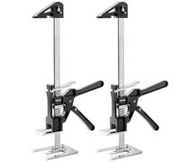VEVOR Cric à Bras 2PCs, Lève Meubles Portes Plaques avec Capacité 100 kg, Outil de Levage Manuel en Métal, Hauteur Réglable jusqu'à 25 cm, avec Niveau Magnétique, pour Fenêtres, Installation, Noir