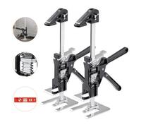VEVOR Cric à Bras 2PCs, Lève Meubles Portes Plaques avec Capacité 150 kg, Outil de Levage Manuel en Métal, Hauteur Réglable jusqu'à 18 cm, avec Niveau Magnétique, pour Fenêtres, Installation, Noir