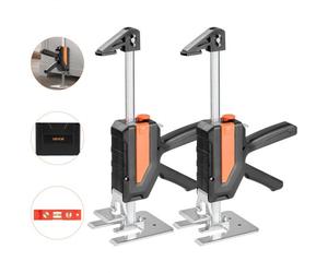 VEVOR Cric à Bras 2PCs, Lève Meubles Portes Plaques avec Capacité 200 kg, Outil de Levage Manuel jusqu'à 19,5 cm, avec Niveau Magnétique, 2 Modes de Réglage, pour Fenêtres, Installation, Noir