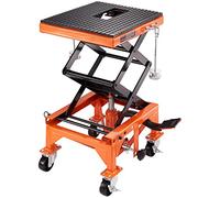 VEVOR Cric de Moto 158 kg Hauteur de Levage 35-90,5 cm Pont Élévateur Hydraulique Plate-Forme 41,5x35 cm Antidérapante Table Élévatrice Moto Roulette Verrouillable Lève Moto Sécurisé Entretien Quad