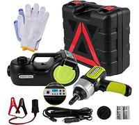 VEVOR Cric Électrique Hydraulique 12 V Charge 5 T Cric de Voiture Hydraulique Électrique 155-420 mm Cric de Plancher avec Compresseur Clé à Chocs Boîte à Outils Cric de Levage Automatique Réparation