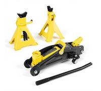 VEVOR Cric Hydraulique à Profil Bas Capacité 2 T, Cric Rouleur en Acier avec Chandelles, Plage de Levage 13-31 cm, avec Pompe de Levage Rapide à Piston Unique, pour Lever SUV, Entretien Auto