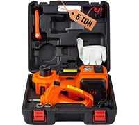 VEVOR Cric Hydraulique Électrique 5 T 12 V DC pour Dépannage Routière Démonte-Pneu Voiture Automatique, Levée 155-450 mm Adulte Unisexe, Orange, Petit