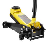 VEVOR Cric Hydraulique Rouleur 3 T Cric de Plancher Hydraulique à Profil Bas Hauteur 130-508 mm Cric de Service Profil Bas à Piston Unique avec 2 Roues Directionnelles pour Lever Camion SUV Atelier