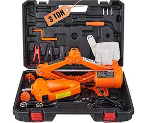 VEVOR Cric Losange 3 T 12 V DC Cric Électrique à Ciseaux Levée 130-370 mm 170-420 mm Cric de Levage avec hocs Manivelle Coffret Kit de Réparation Voiture Dépannage Routière SUV Berline Pick-up