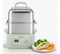 VEVOR Cuiseur Vapeur Électrique 13 L Cuit Vapeur 2 Niveaux en Inox Vert, Pour 3 à 6 Portions Légumes Fruits de Mer Riz Cuisson, 1500 W, 9 Programmes Prédéfinis, Fonction Maintien au Chaud 1-9 h