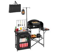 VEVOR Cuisine de camping table de camping portable en alu avec rangement noir