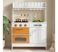 VEVOR Cuisine en Bois Enfant Cuisine de Jeu Filles Garçons 3-8 Ans Blanc Cassé
