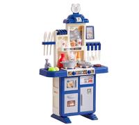 VEVOR Cuisine pour Enfants, Ensemble Cuisine pour Tout-Petits avec cuisinière à Vapeur, Sons, lumières, Accessoires de Cuisine 48PCS pour Tout-Petits, Enfants d'âge préscolaire, Enfants 3-5 Ans, Bleu