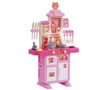 VEVOR Cuisine pour enfants, ensemble cuisine pour tout-petits avec cuisinière à vapeur, sons, lumières, accessoires de cuisine 48PCS pour tout-petits, enfants d'âge préscolaire, enfants 3-5 ans, rose