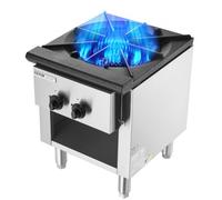 VEVOR Cuisinière à Gaz Commerciale 1 Brûleur, Plaque de Cuisson de Comptoir au Propane et au Gaz Naturel, 26 kW, en Acier Inoxydable, avec Armoire, Équipement de Cuisson Commercial pour Restaurant