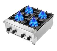 VEVOR Cuisinière à Gaz Commerciale avec 4 Brûleurs, Plaque de Cuisson de Comptoir au Propane et au Gaz Naturel, 28 kW, en Acier Inoxydable, Équipement de Cuisson Commercial pour Restaurant Domicile