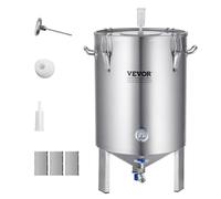 VEVOR Cuve de Brassage de Bière en Acier Inoxydable 304, Cuve Fermentation Bière 60 L, Seau de Brassage Domestique avec Base, Couvercle, Poignée, Valve, Robinet et Thermomètre, pour Brasseur Maison