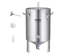 VEVOR Cuve de Brassage de Bière en Acier Inoxydable 304, Cuve Fermentation Bière 60 L, Seau de Brassage Domestique avec Base, Couvercle, Poignée, Valve, Robinet et Thermomètre, pour Brasseur Maison