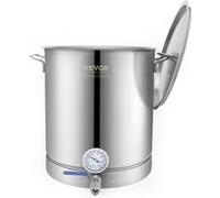 VEVOR Cuve de Brassage 60,6 L en Acier Inoxydable Cuve Fermentation Bière Fond de Pot à Trois Couches Kit de Brassage avec Thermomètre Vanne à Bille Couvercle Poignée Double Filtration Brasseur Maison