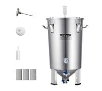 VEVOR Cuve de Fermentation en Acier Inoxydable 304, Fermenteur à Bière Cylindro-conique 30 L, avec Socle Couvercle Poignée Valve Robinet et Thermomètre, Fournitures pour Brassage Maison Brasseur