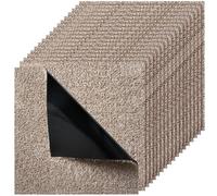 VEVOR Dalle de Moquette Autocollante Carrée 45,7x45,7 cm, Lot de 10, Revêtement Sol Doux Modulaire Résistant pour Salon, Bureau, Chambre, Marron Clair, Couverture sans Jointure 2 ㎡, Épaisseur 12 mm