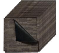 VEVOR Dalle de Moquette Réutilisable, 61 x 61 cm, Lot de 24, Couverture 8,9 ㎡, Épaisseur 6 mm, à Poils Ras, Revêtement de Sol Doux Modulaire Carré pour Salon, Bureau, Chambre de Séjour, Gris et Marron