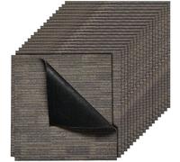 VEVOR Dalle de Moquette Réutilisable, 61 x 61 cm, Lot de 24, Couverture 8,9 ㎡, Épaisseur 6 mm, à Poils Ras, Revêtement de Sol Doux Modulaire Carré pour Salon, Bureau, Chambre de Séjour, Gris et Marron
