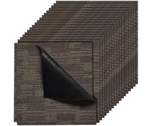 VEVOR Dalle de Moquette Réutilisable, 61 x 61 cm, Lot de 24, Couverture 8,9 ㎡, Épaisseur 6 mm, à Poils Ras, Revêtement de Sol Doux Modulaire Carré pour Salon, Bureau, Chambre de Séjour, Gris et Marron