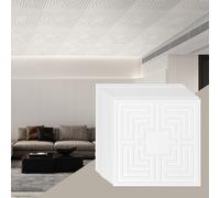 VEVOR Dalles de Plafond PVC, Lot de 12, Tuiles de Plafond Plastique à Coller, 605x605 mm, Installation et Découpe Faciles, Revêtement de Plafond pour Décoration de Maison, Bureau, Motif Echo, Blanc