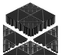 VEVOR Dalles de Sol Clipsables pour Garage, Lot de 12, Tapis de Drainage Modulaire en PP, Système d'Emboîtement Antidérapant, pour Terrasse, Jardin, Balcon, Piscine, Spa, Sous-sol, 310x310 mm, Noir