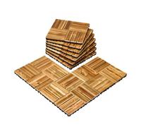 Dalles de Terrasse Emboîtables-VEVOR-Lot de 10-Revêtement de Sol Bois Massif Imperméable, 300x300 mm, 9290 c㎡-Couleur Bois