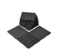 VEVOR Dalles de Terrasse Emboîtables, Lot de 10, Revêtement de Sol Plastique Imperméable, 300 x 300 mm, 9290 c㎡, Utilisation par Tous les Temps, pour Porche, Piscine, Balcon, Arrière-cour, Gris Foncé