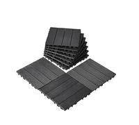VEVOR Dalles de Terrasse Emboîtables, Lot de 10, Revêtement de Sol Plastique Imperméable, 300 x 300 mm, 9290 c㎡, Utilisation par Tous les Temps, pour Porche, Piscine, Balcon, Arrière-cour, Gris Foncé