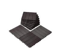 VEVOR Dalles de terrasse emboîtables – Lot de 10, plastique imperméable 300x300 mm, Marron foncé