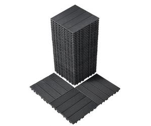 VEVOR Dalles de Terrasse Emboîtables, Lot de 36, Revêtement de Sol Plastique Imperméable, 300 x 300 mm, 33444 c㎡, Utilisation par Tous les Temps, pour Porche, Piscine, Balcon, Arrière-cour, Gris Foncé