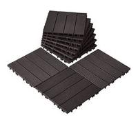VEVOR Dalles de terrasse emboîtables – Lot de 10, plastique imperméable 300x300 mm, Marron foncé