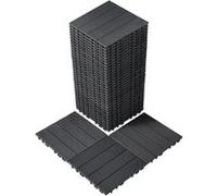 VEVOR Dalles de Terrasse Emboîtables, Lot de 36, Revêtement de Sol Plastique Imperméable, 300 x 300 mm, 33444 c㎡, Utilisation par Tous les Temps, pour Porche, Piscine, Balcon, Arrière-cour, Gris Foncé