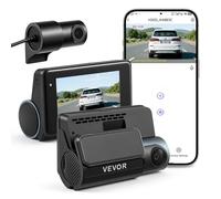 VEVOR Dashcam Voiture Avant et Arrière, 4K et 1080P, Caméra Embarquée Double Canal avec Écran, WiFi avec Contrôle Via App, GPS Intégré, Angle 129° et 125°, Enregistrement en Boucle, Mode Parking