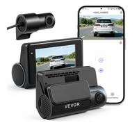 VEVOR Dashcam Voiture Avant et Arrière, 4K et 1080P, Caméra Embarquée Double Canal avec Écran, WiFi avec Contrôle via App, GPS Intégré, Angle 129° et 125°, Enregistrement en Boucle, Mode Parking
