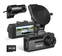 VEVOR Dashcam Voiture Avant et Arrière, 4K et 1080P, Caméra Embarquée Double Canal, Carte Mémoire 64 Go Incluse, Écran Tactile, GPS Intégré, Angle 129° et 125°, Enregistrement en Boucle, Mode Parking