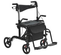 VEVOR Déambulateur fauteuil roulant 2 en 1 pour personnes âgées, rollator en aluminium léger avec poignée réglable, fauteuil roulant pliable avec repose-pieds, roues tout terrain, capacité de 136 kg