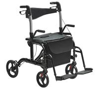 VEVOR Déambulateur fauteuil roulant 2 en 1 pour personnes âgées, rollator en aluminium léger avec poignée réglable, fauteuil roulant pliable avec repose-pieds, roues tout terrain, capacité de 136 kg