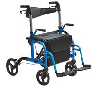VEVOR Déambulateur roulant 2en1 pour personnes âgées, charge 136 kg, rollator fauteuil de transport pliable et repose-pieds, déambulateur léger en aluminium avec poignée réglable, roues tout terrain