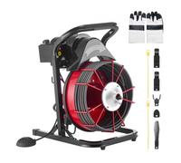 VEVOR Déboucheur Canalisation Électrique 23 m x 13 mm Furet Électrique Alimentation Manuelle Machine de Débouchage pour Canalisations de Tuyaux 50-150 mm, avec 4 Têtes de Coupe, Interrupteur au Pied