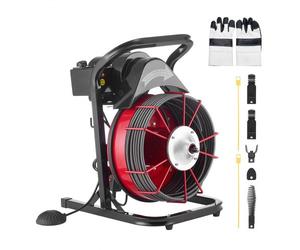 VEVOR Déboucheur Canalisation Électrique 23 m x 13 mm Furet Électrique Alimentation Manuelle Machine de Débouchage pour Canalisations de Tuyaux 50-150 mm, avec 4 Têtes de Coupe, Interrupteur au Pied