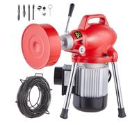 VEVOR Déboucheur Électrique Canalisation 20 m x 16 mm Machine Nettoyage Tuyaux Alimentation Manuelle 250 W 7 Coupeurs, 2 Câbles Acier 20 m x 16 mm/4,6 m x 9,5 mm, Contrôle CW/CCW pour Tuyaux 4-10 cm
