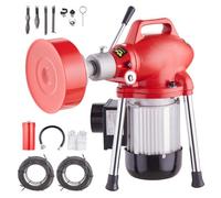 VEVOR Déboucheur Électrique Canalisation 36,5 m x 16 mm Machine Nettoyage Tuyaux Alimentation Manuelle 370 W 7 Coupeurs, 2 Câbles Acier 36,5 m x 16 mm/7 m x 9,5 mm, Contrôle CW/CCW pour Tuyaux 4-10 cm