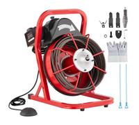 VEVOR Déboucheur Électrique de Canalisation 12 m x 0,95 cm Machine de Nettoyage de Tuyaux Alimentation Manuelle Nettoyeur de Tubes Drain 250 W, 4 Coupeurs, Commande à Pied par Air pour Tuyaux 5-10 cm