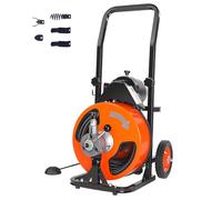 VEVOR Déboucheur Électrique de Canalisation 15 m x 9,5 mm Machine de Nettoyage de Tuyaux Alimentation Auto Nettoyeur Tubes Pro 4 Coupeurs Commande à Pied pour Tuyaux 50-100 mm cm WC Égouts Toilettes