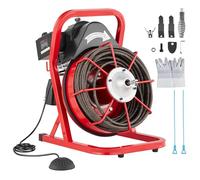 VEVOR Déboucheur Électrique de Canalisation 22,8 m x 1,27 cm Machine de Nettoyage de Tuyaux Alimentation Manuelle Nettoyeur de Tubes 370 W avec 4 Coupeurs, Commande à Pied par Air pour Tuyaux 5-10 cm